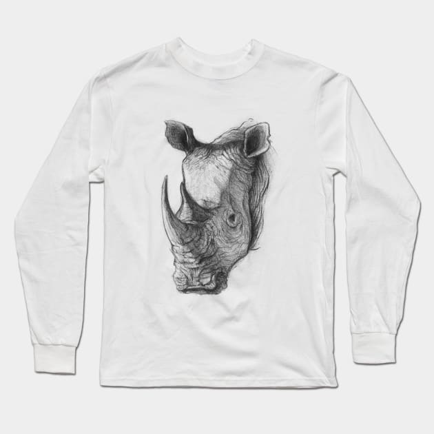 Rhino Long Sleeve T-Shirt by mikekoubou